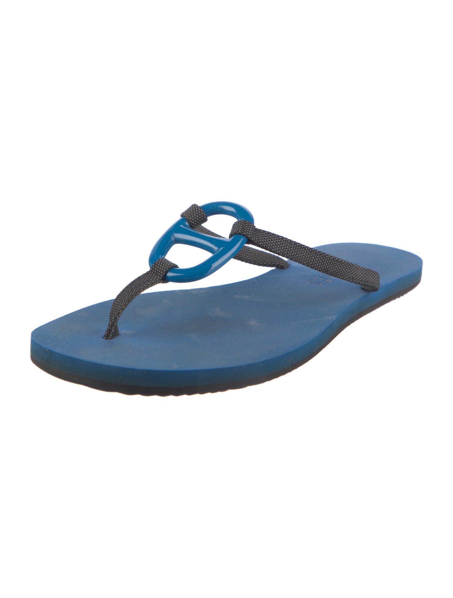 Hermès Kala Nera Chaîne d'Ancre Insignia Flip Flops