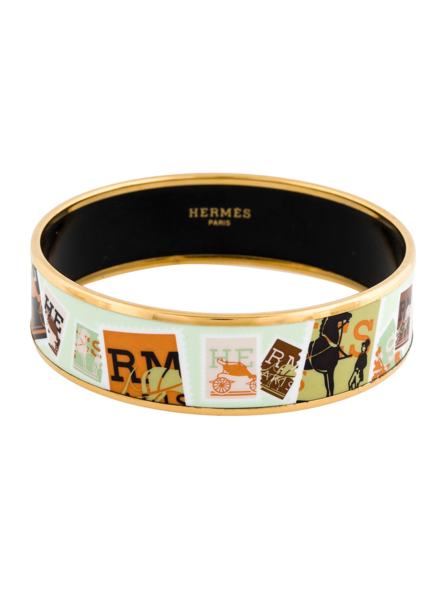 Hermès Enamel Wide Bangle Bracelet