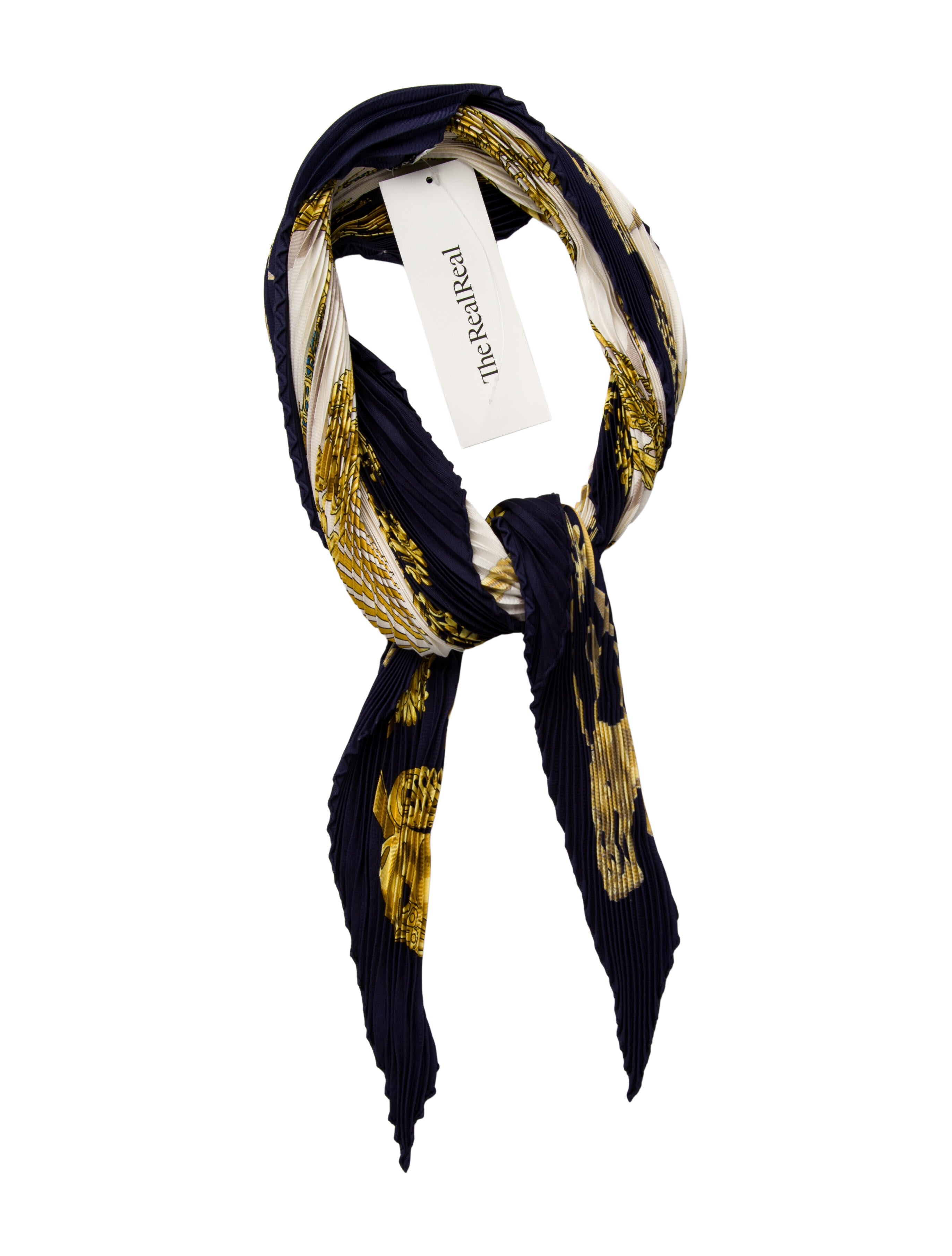 Hermès Les Cavaliers d'Or Silk Plissé Silk Plissé Scarf