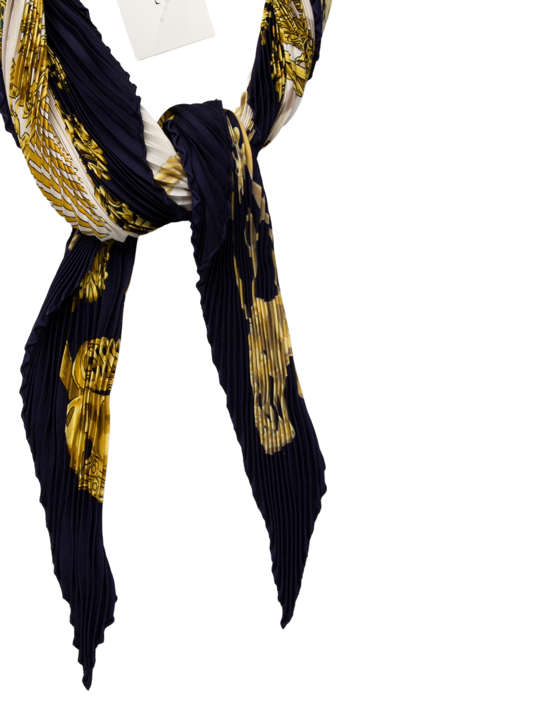 Hermès Les Cavaliers d'Or Silk Plissé Silk Plissé Scarf