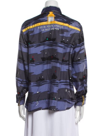 Hermès Silk Printed Button-Up Top