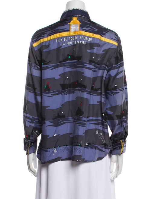 Hermès Silk Printed Button-Up Top