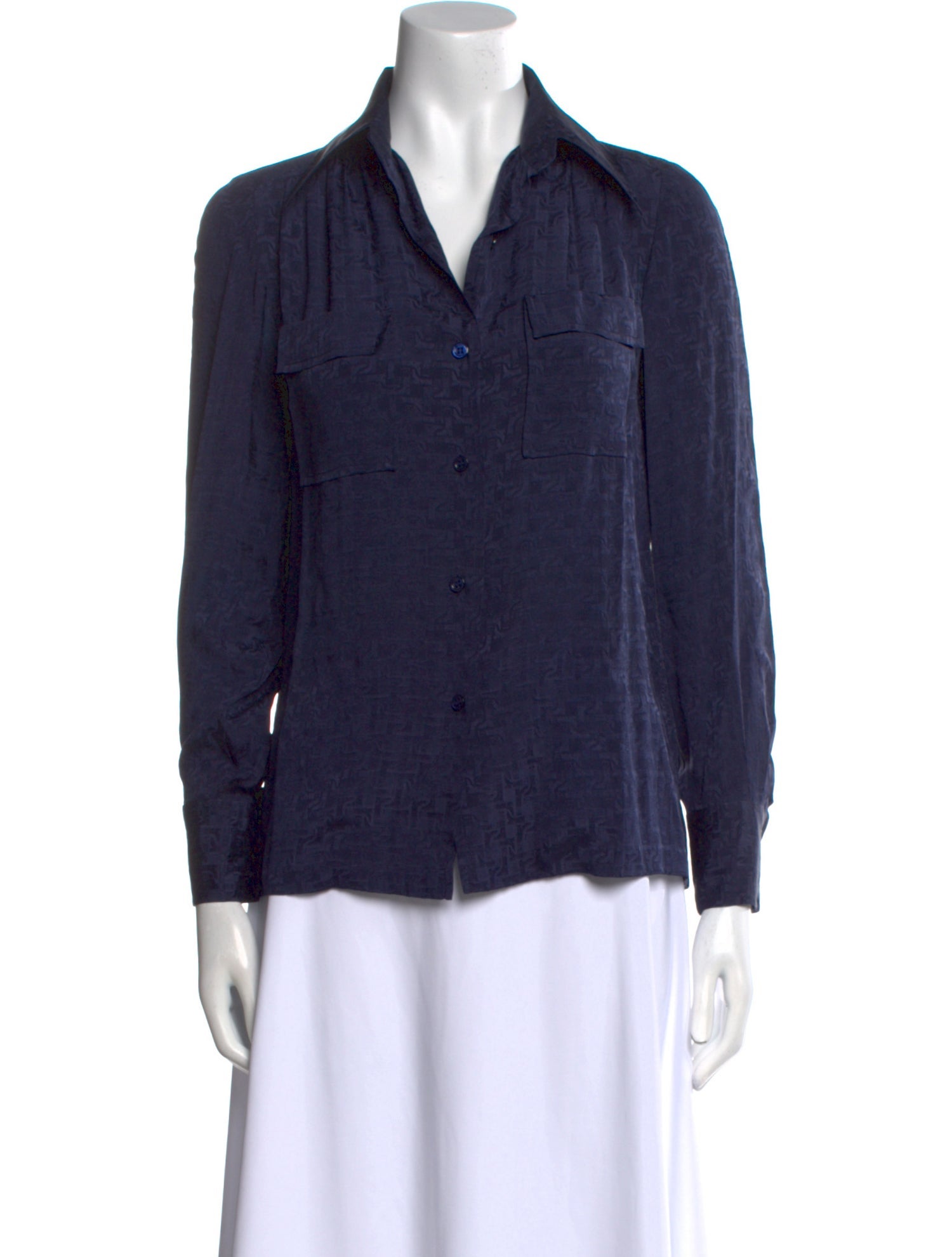 Hermès Long Sleeve Button-Up Top