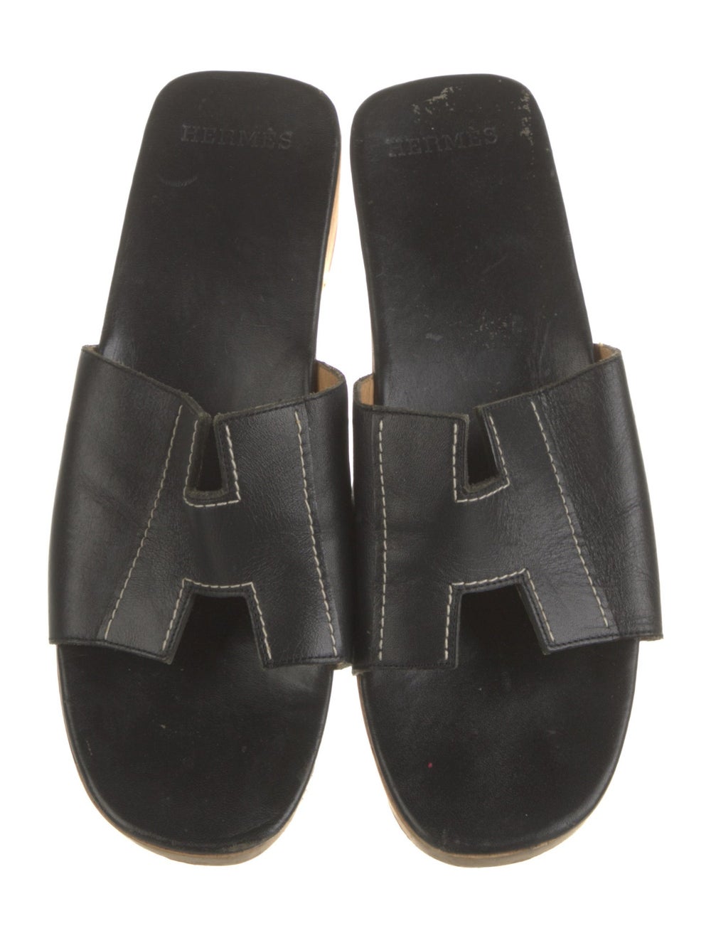 Hermès Leather Slides Black Platform - image 3