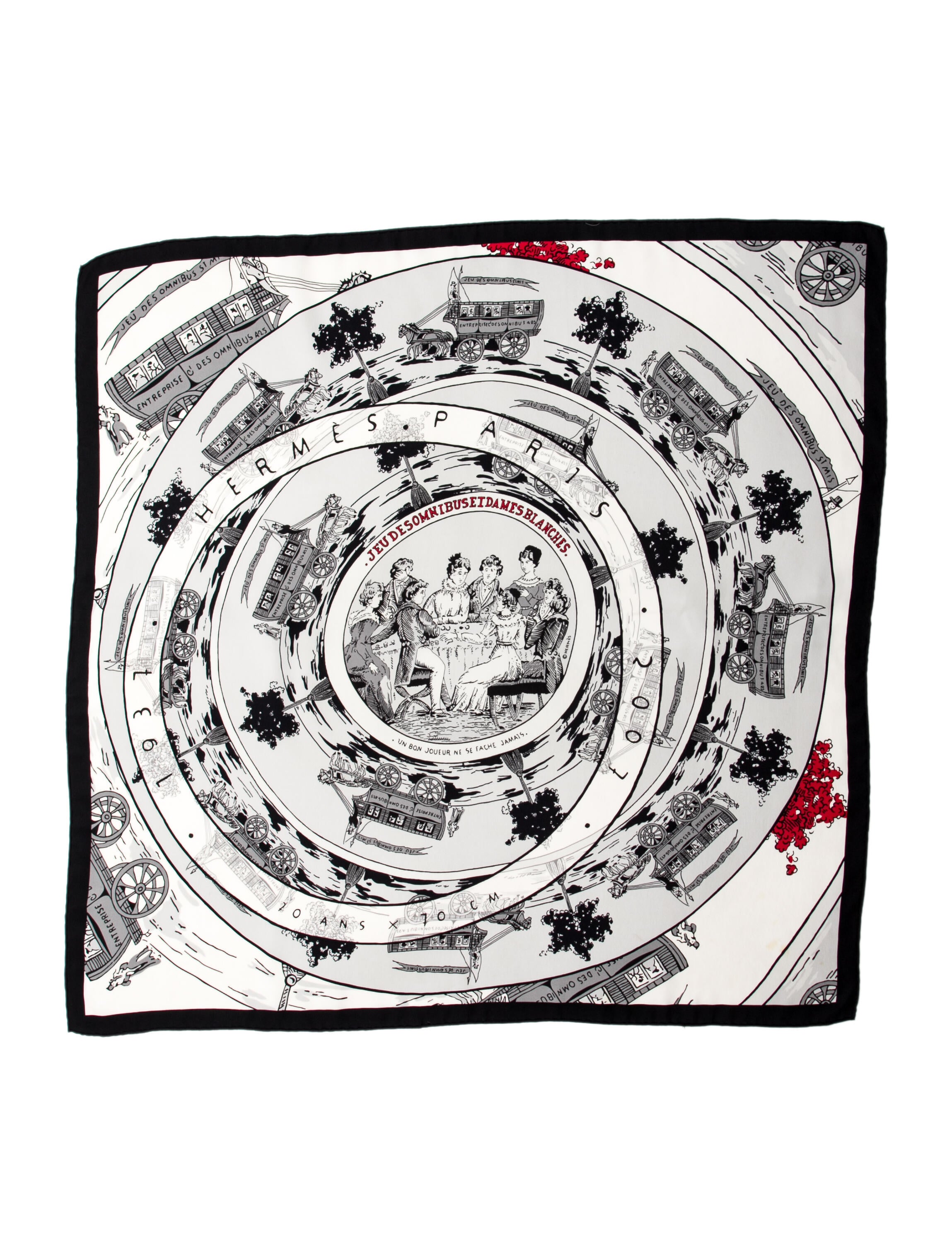 Hermès Jeu des Omnibus et Dames Blanches Silk Scarf