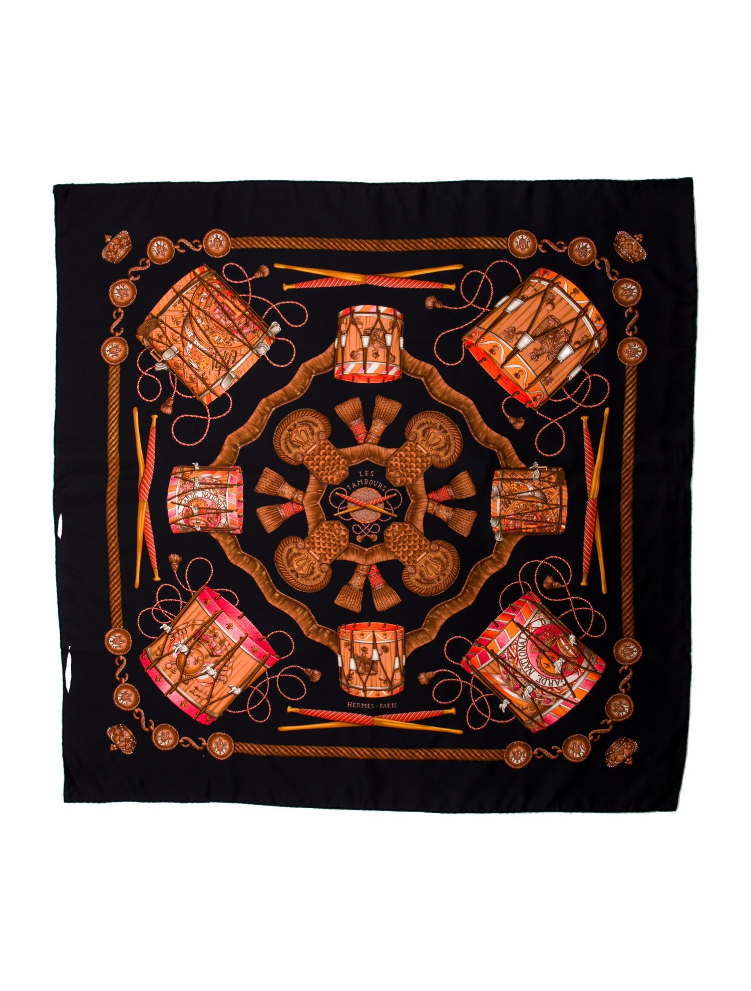 Hermès Les Tambours Silk Scarf