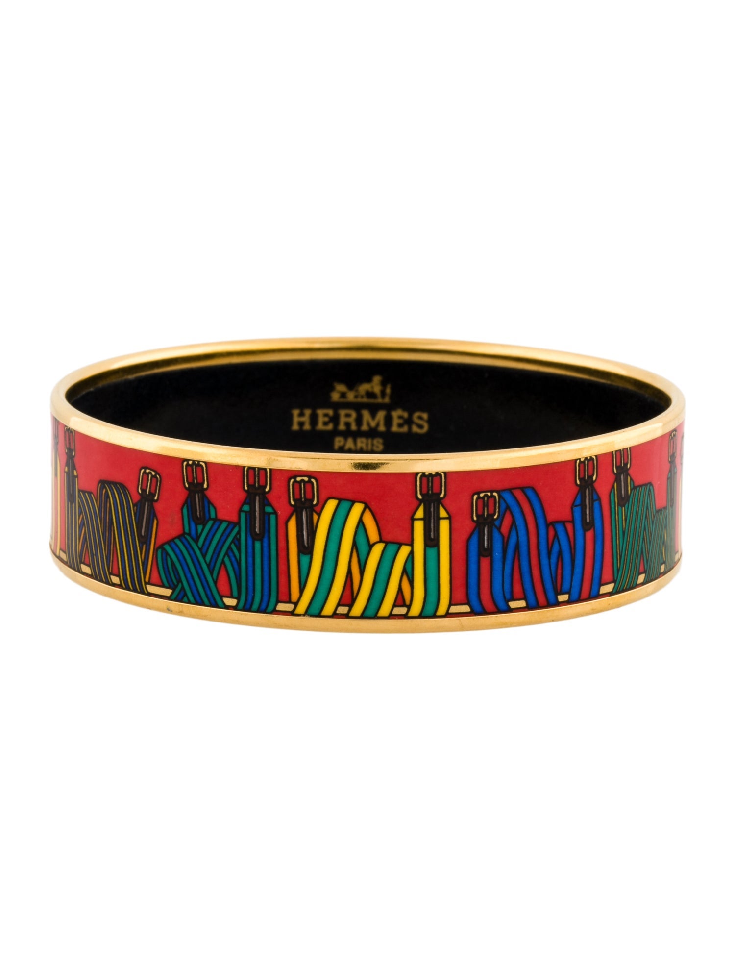 Hermès Wide Enamel Bangle Bracelet