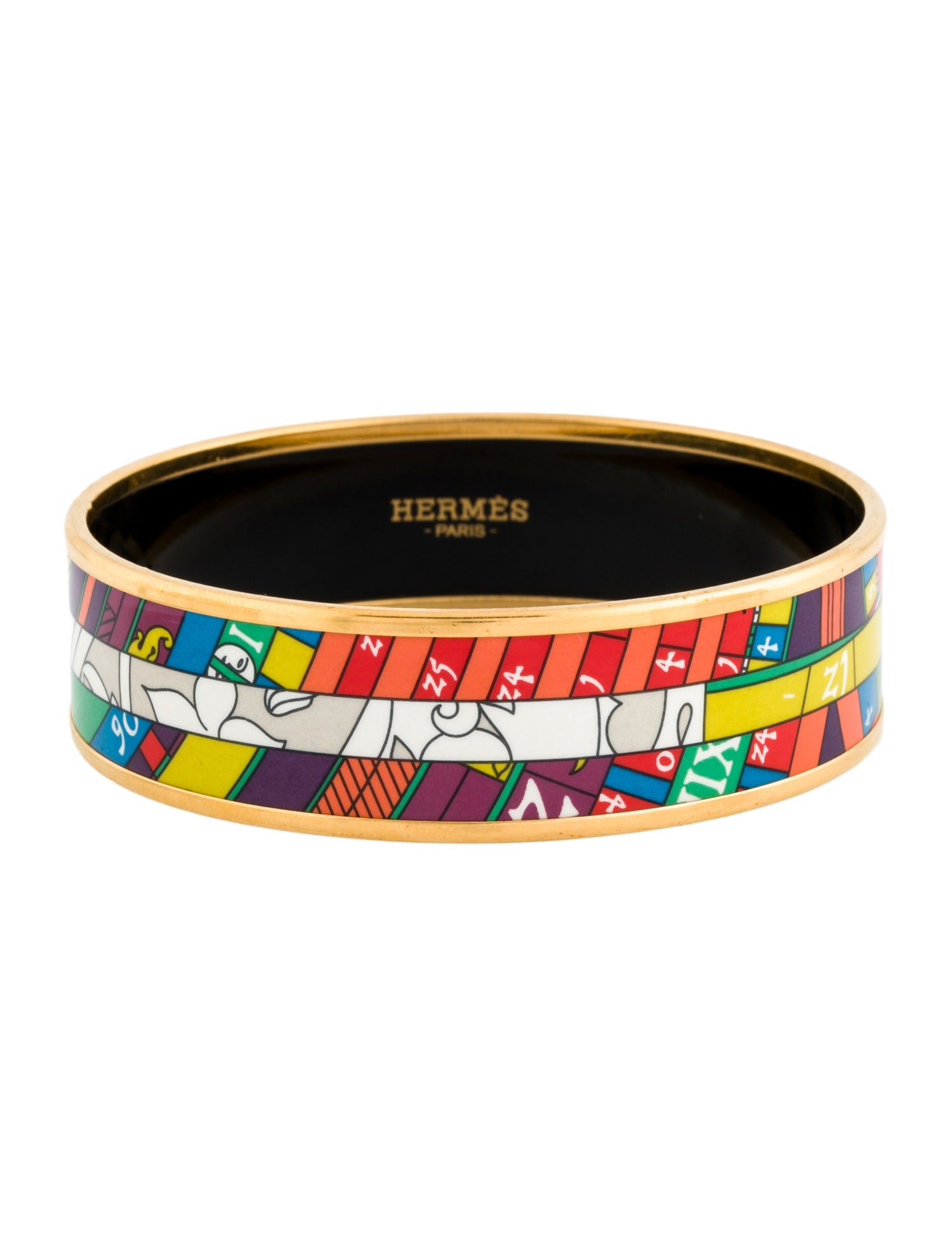 Hermès Wide Enamel Bangle Bracelet
