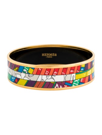 Hermès Wide Enamel Bangle Bracelet