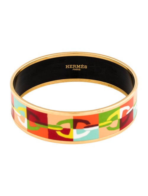 Hermès Enamel 'Optique Chaine d'Ancre' Wide Bangle Bracelet