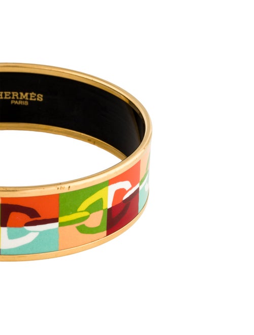 Hermès Enamel 'Optique Chaine d'Ancre' Wide Bangle Bracelet