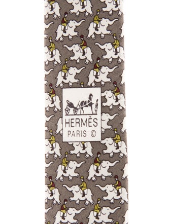 Hermès Hermès Silk Elephant Pattern Necktie