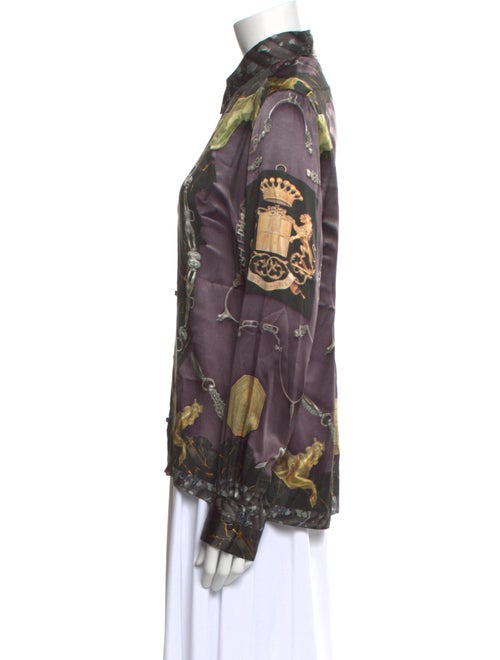 Hermès Silk Floral Print Button-Up Top