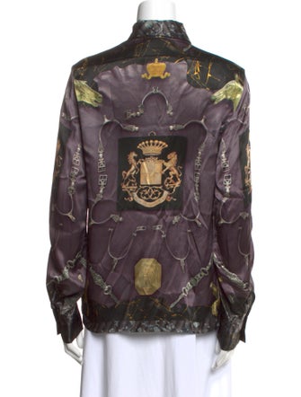 Hermès Silk Floral Print Button-Up Top