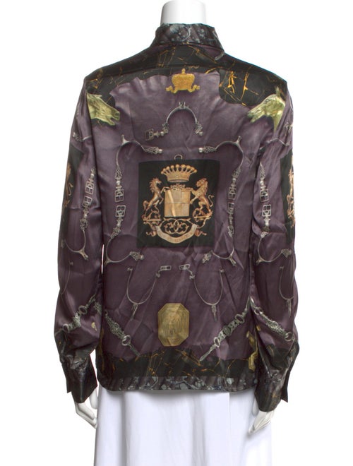 Hermès Silk Floral Print Button-Up Top