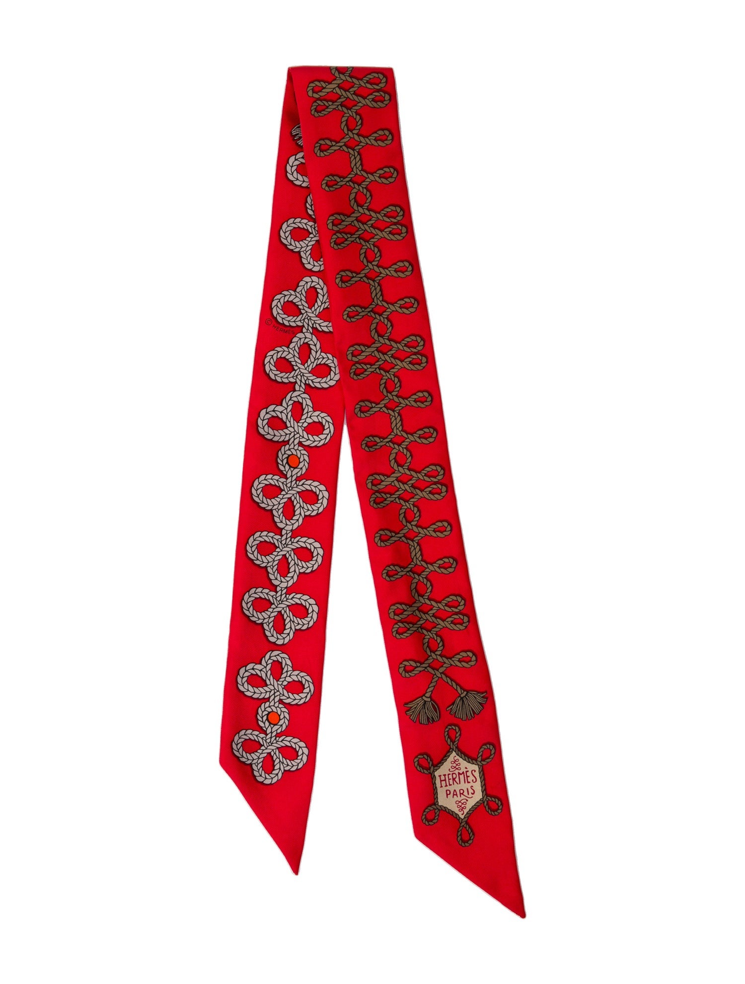 Hermès Galons et Brandebourg Silk Twilly Scarf