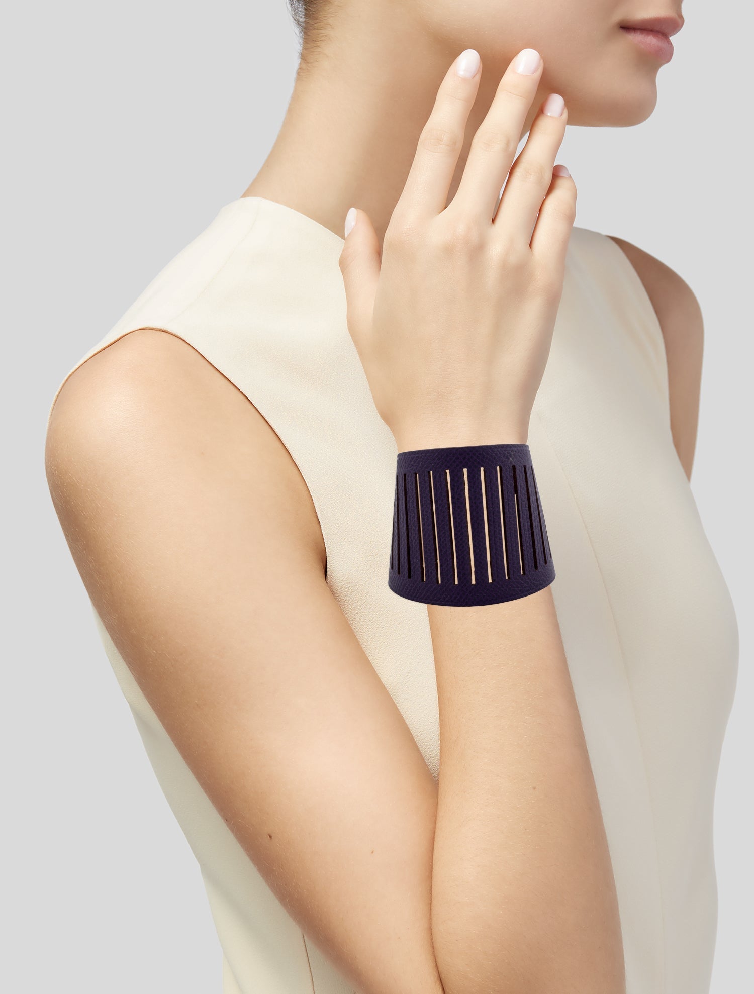 Hermès Leather Petit H Reversible Wrap Bracelet