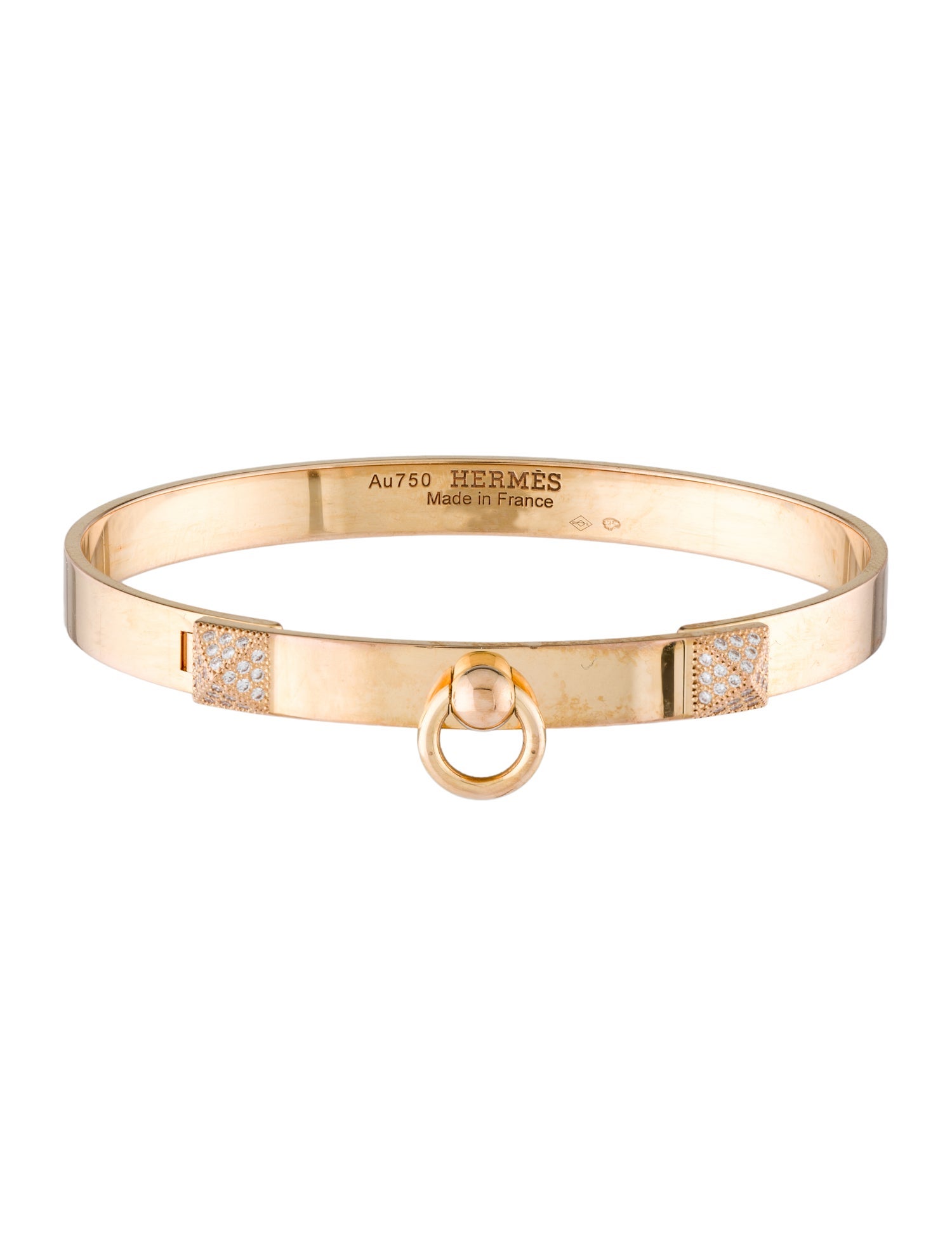 Hermès 18K Diamond Small Collier de Chien Bracelet