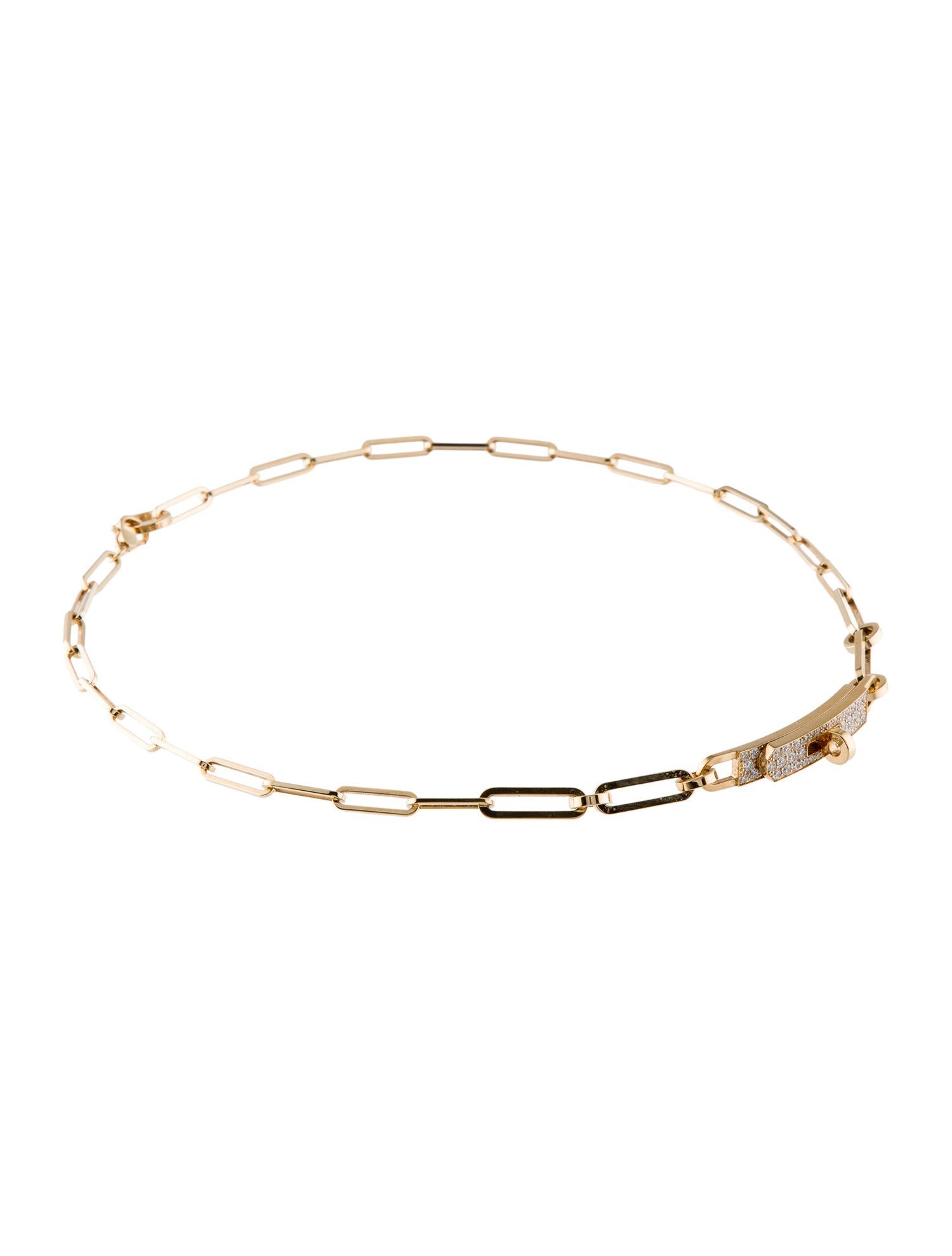 Hermès 18K Diamond Kelly Chaine Double Bracelet, Small Model, Convertible Choker