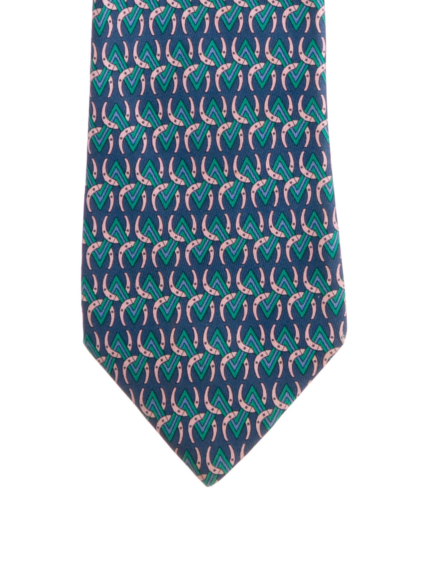Hermès Blue Pattern Print Tie