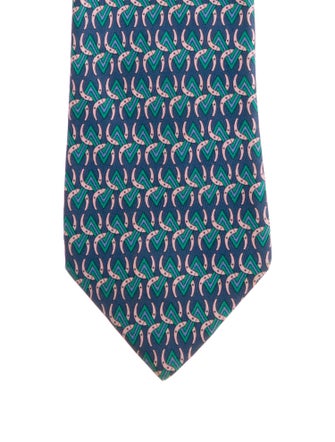 Hermès Blue Pattern Print Tie