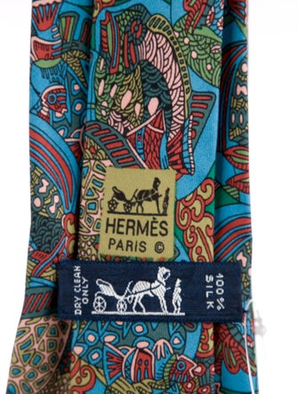 Hermès Blue Pattern Print Tie