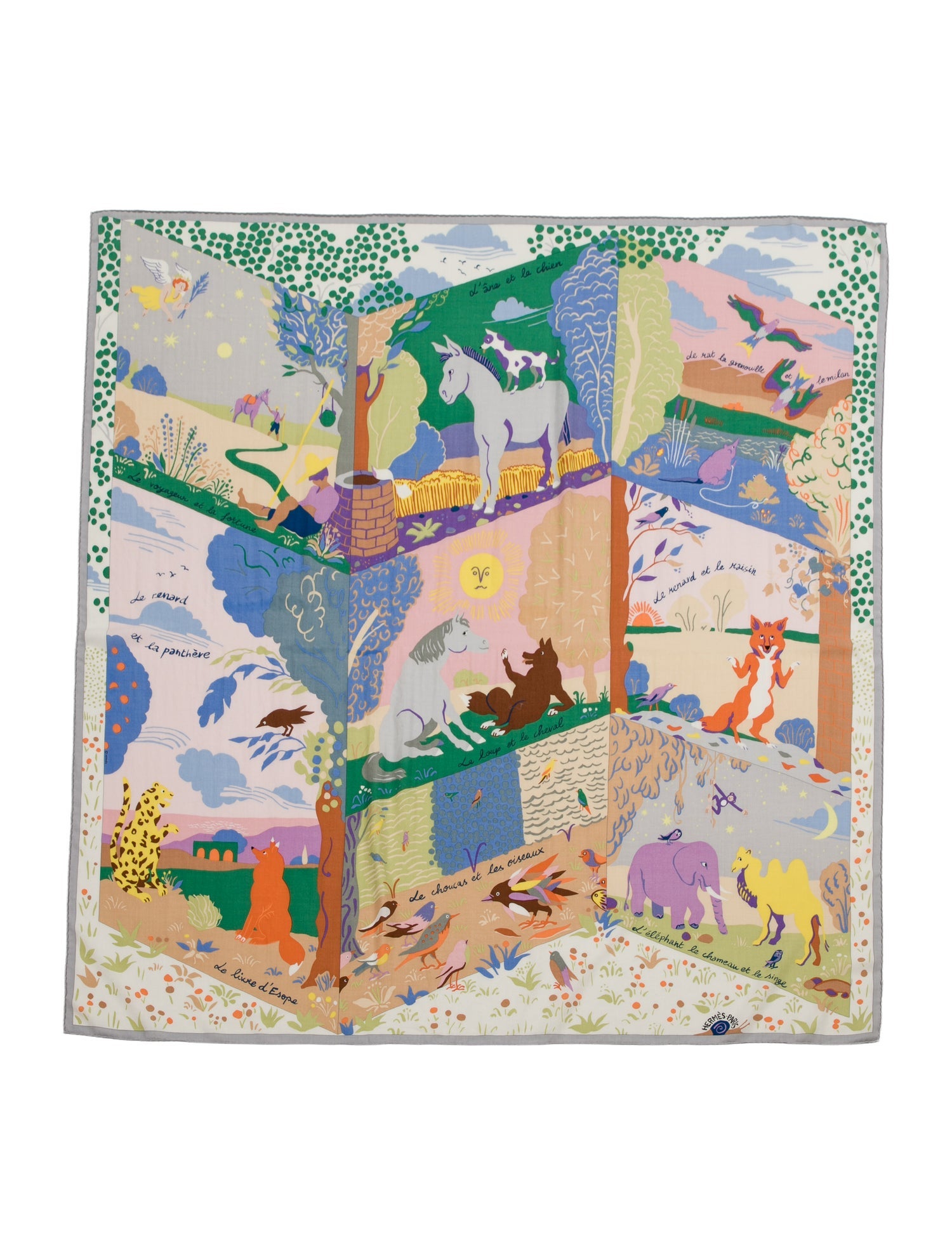 Hermès Le Livre d'Esope Cashmere Shawl w/ Tags