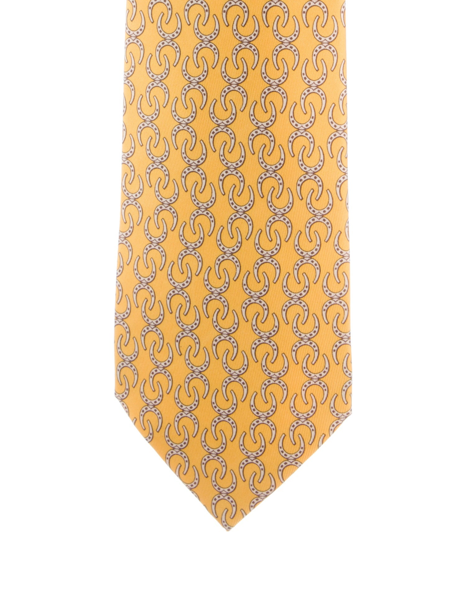 Hermès mens' yellow multicolored tie