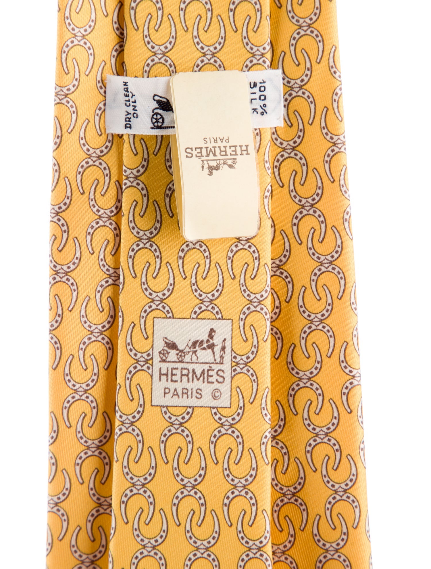 Hermès mens' yellow multicolored tie