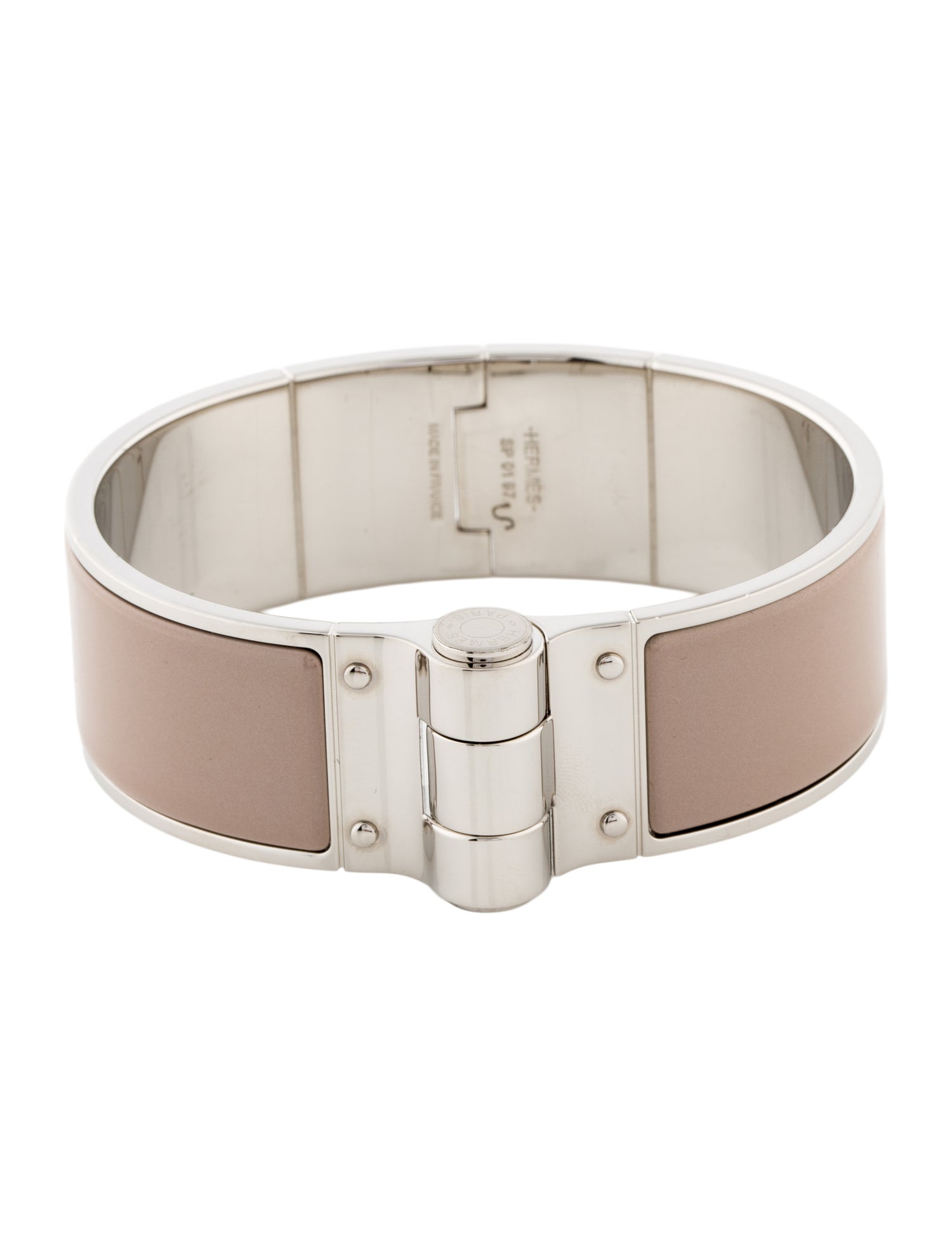 Hermès Wide Enamel Hinged Bangle Bracelet