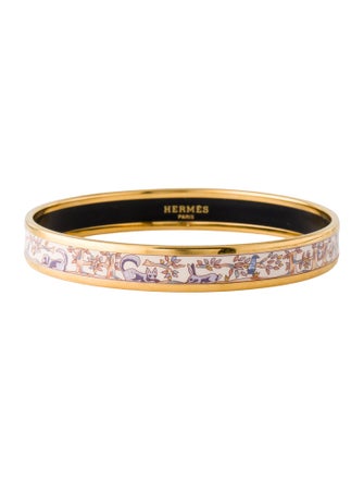 Hermès Enamel Narrow Bangle Bracelet