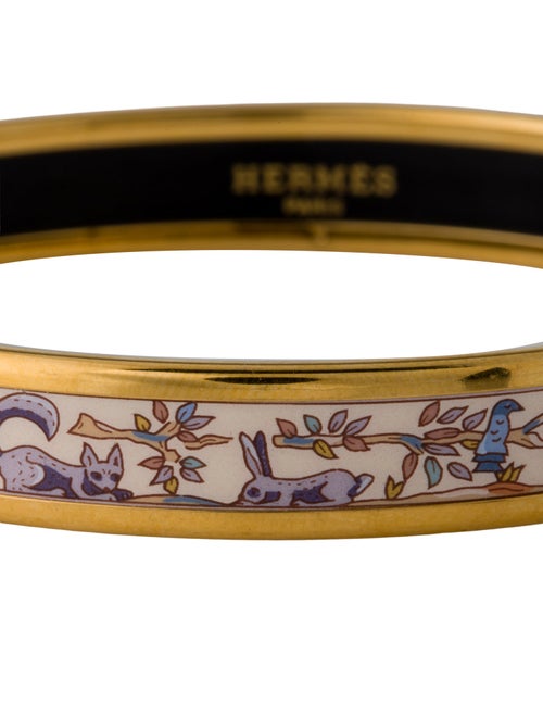 Hermès Enamel Narrow Bangle Bracelet
