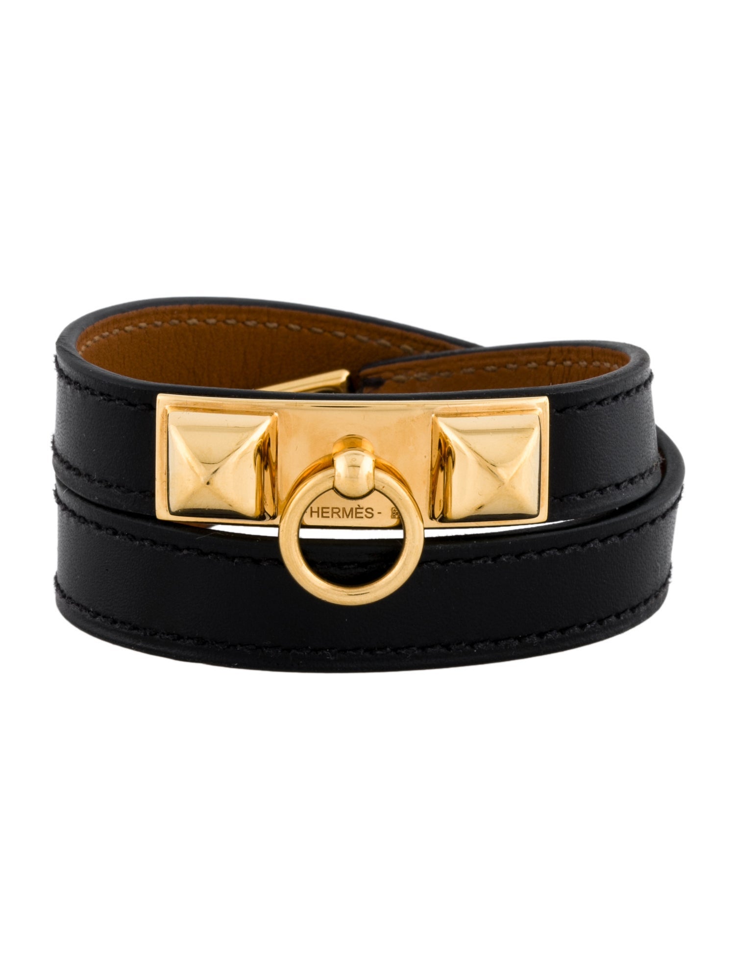 Hermès Leather Rivale Double Tour Wrap Bracelet