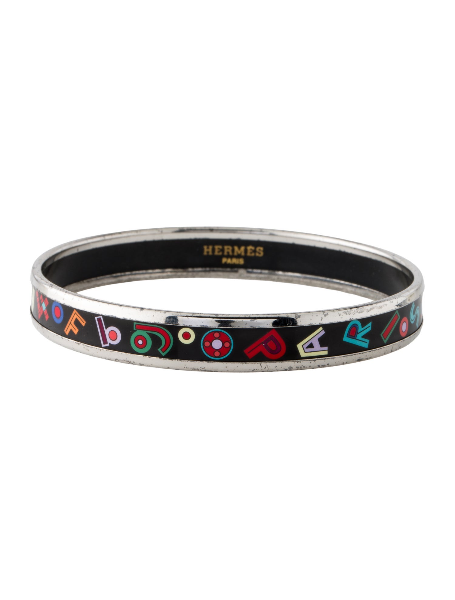 Hermès Enamel Narrow Bangle Bracelet