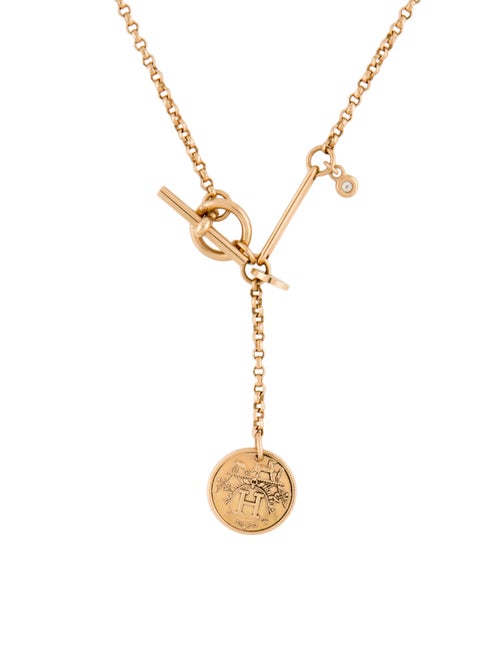 Hermès 18K Diamond Ex-Libris Pendant, Small Model