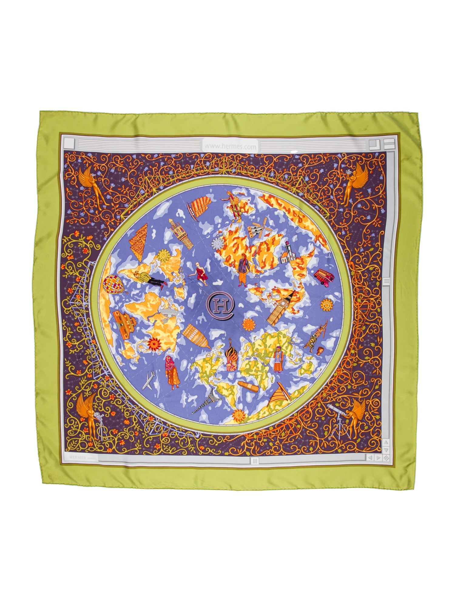 Hermès Le Monde est un Fleuve Silk Scarf