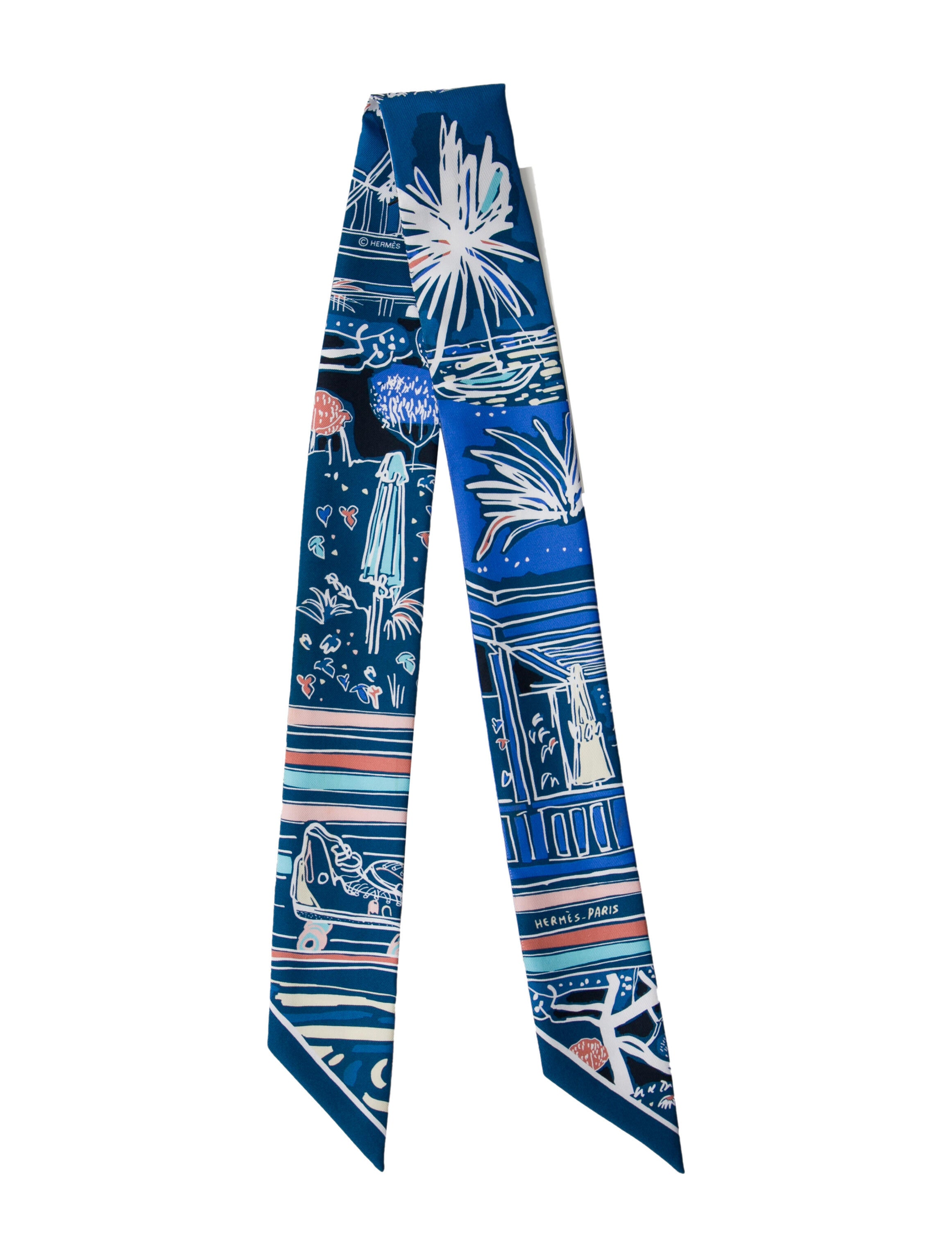 Hermès Rayures d'Ete Silk Twilly Scarf