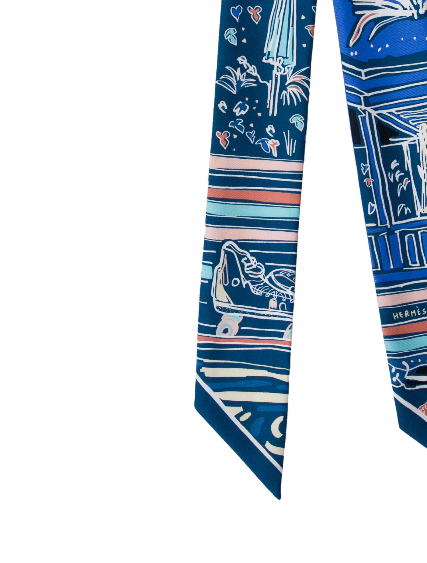 Hermès Rayures d'Ete Silk Twilly Scarf