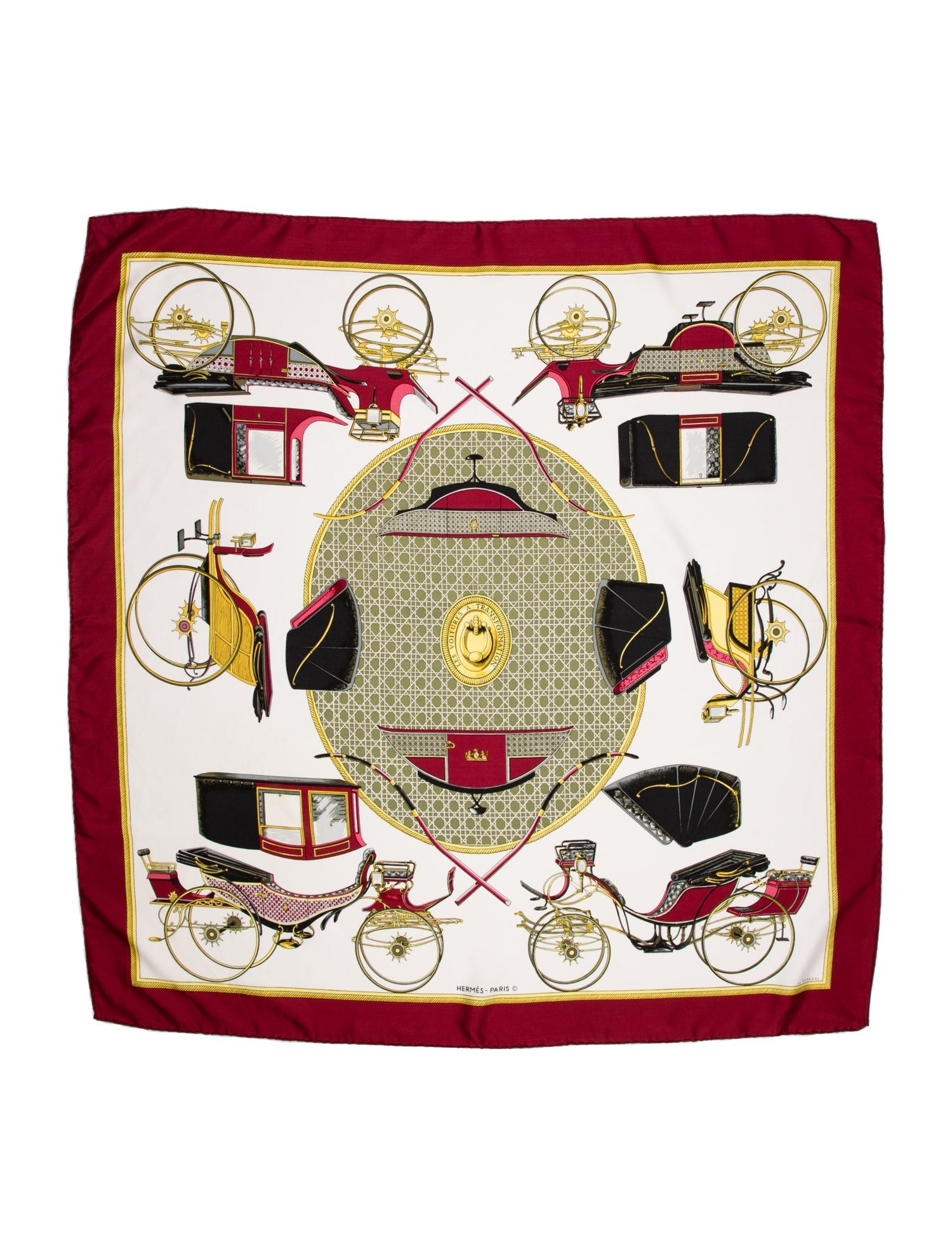 Hermès Les Voitures a Transformation Silk Scarf
