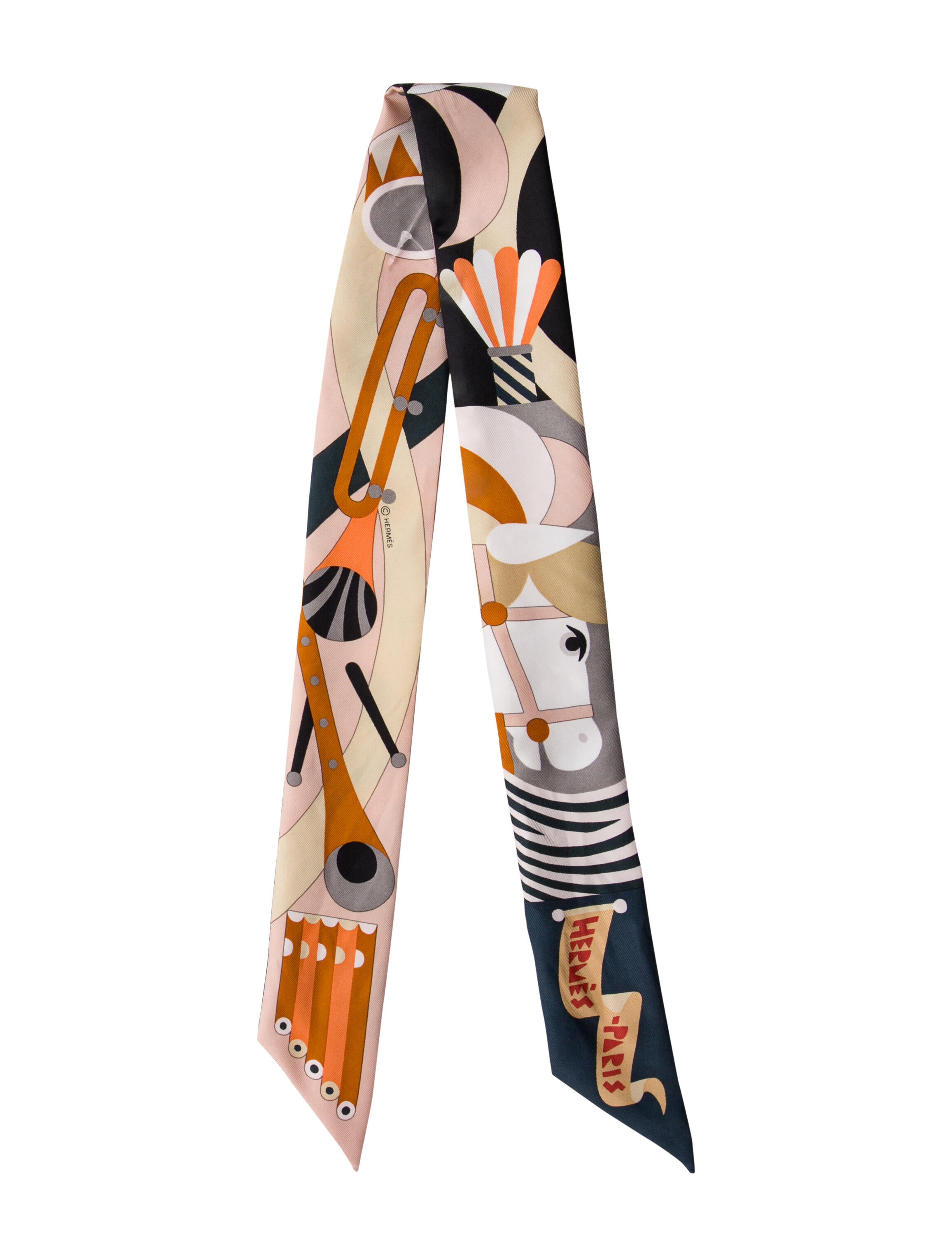 Hermès Parade en Fanfare Silk Twilly Scarf