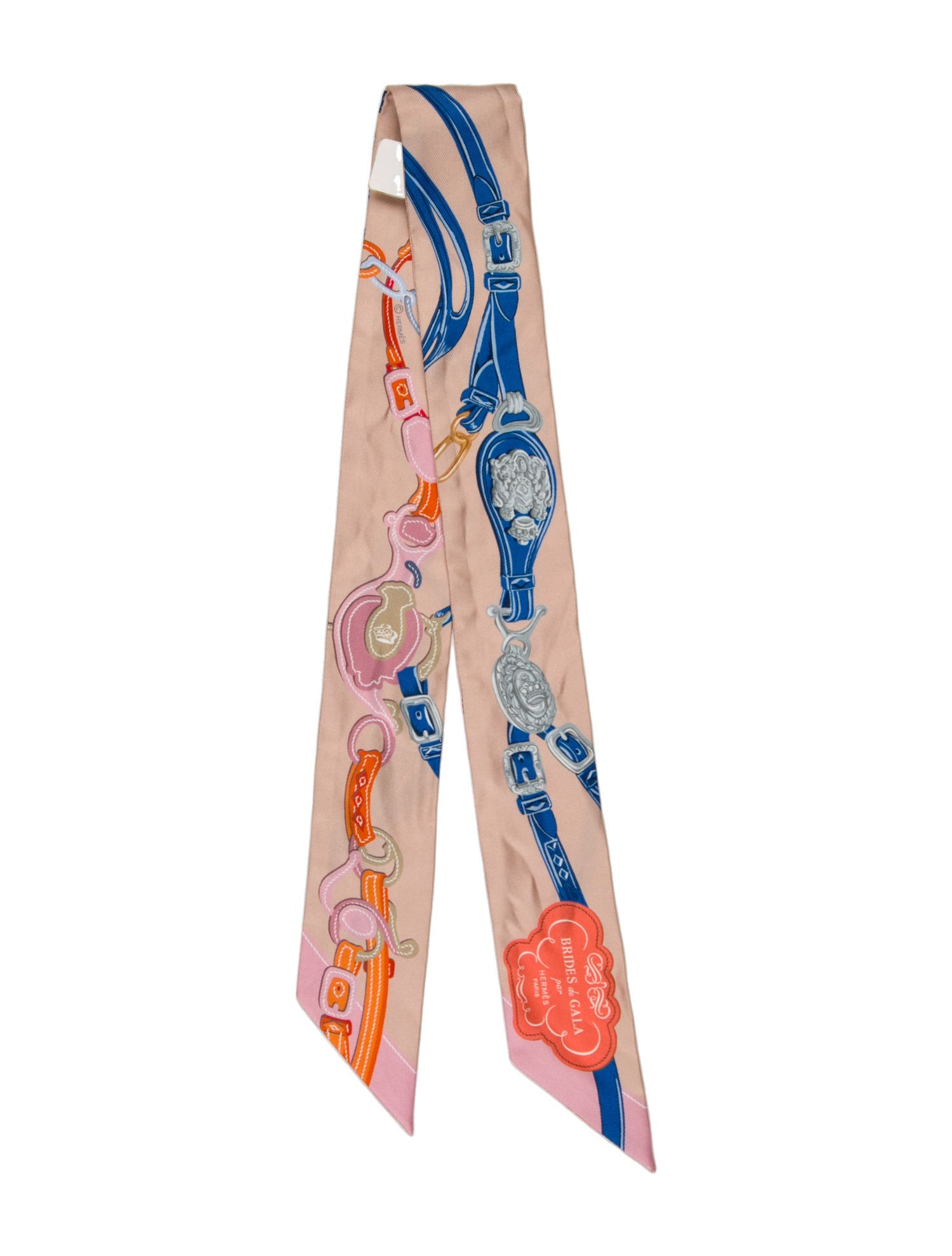 Hermès HBrides de Gala Applique Pique Silk Twilly Scarf