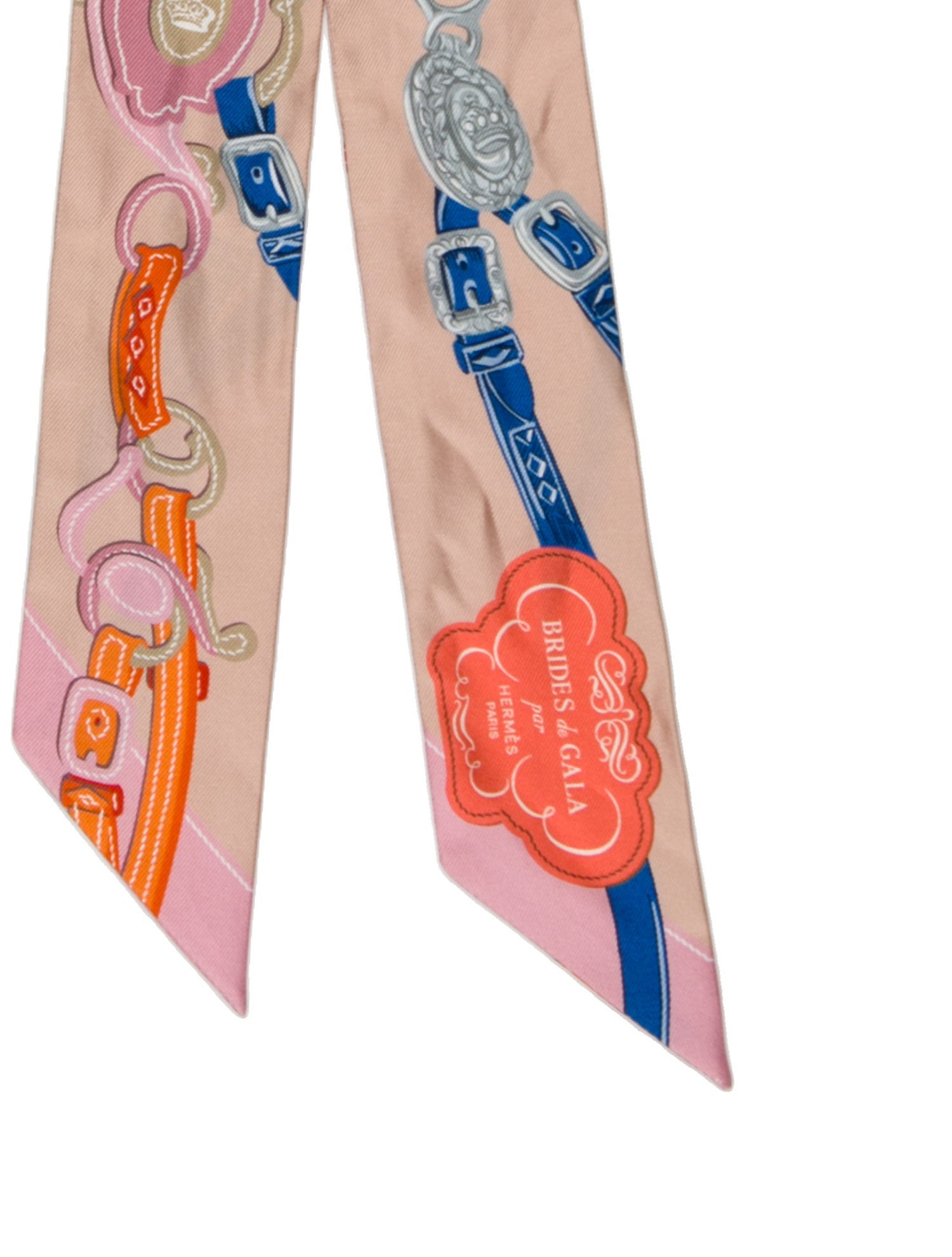 Hermès HBrides de Gala Applique Pique Silk Twilly Scarf