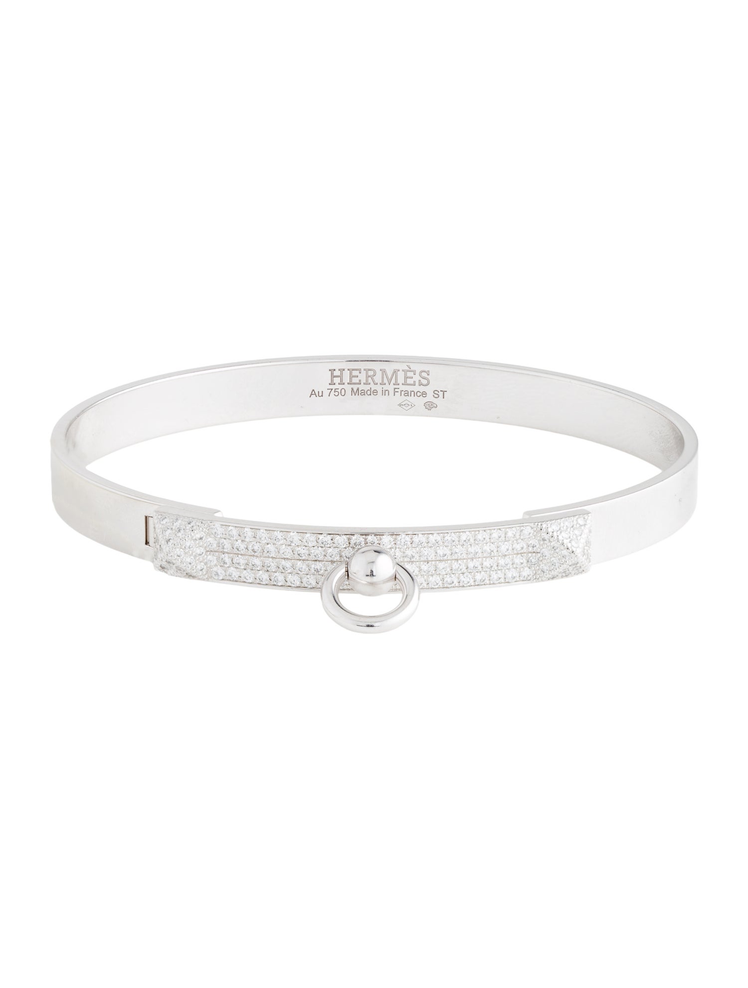 Hermès 18K Diamond Collier De Chien Bangle Bracelet