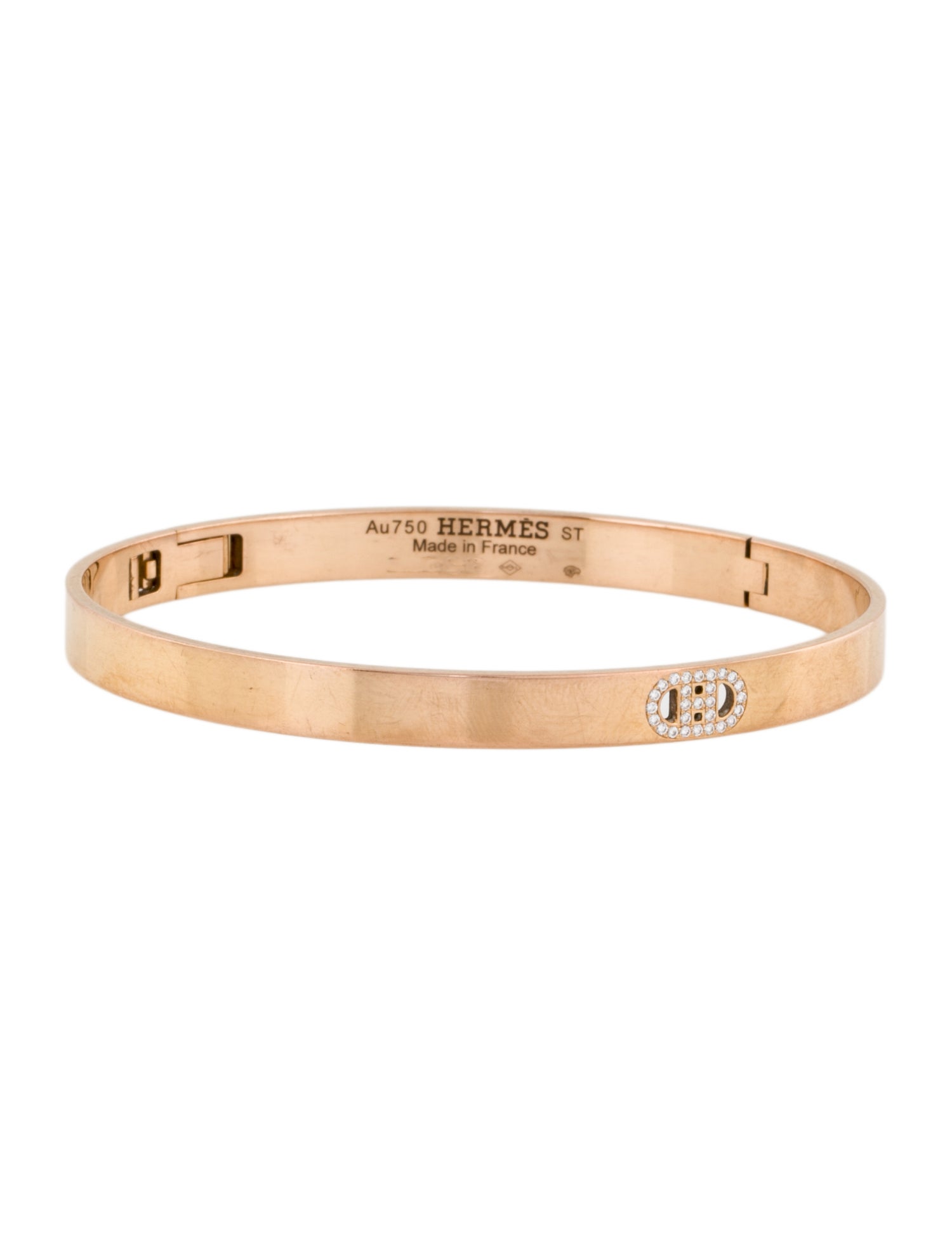Hermès 18K Diamond H d'Ancre Bangle Bracelet, small model