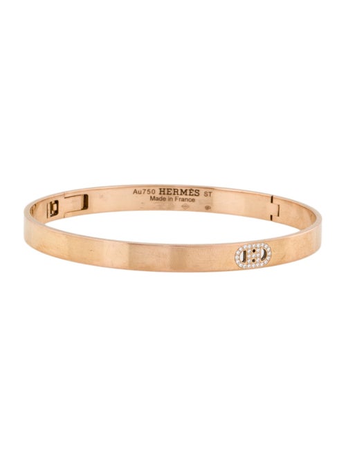 Hermès 18K Diamond H d'Ancre Bangle Bracelet, small model
