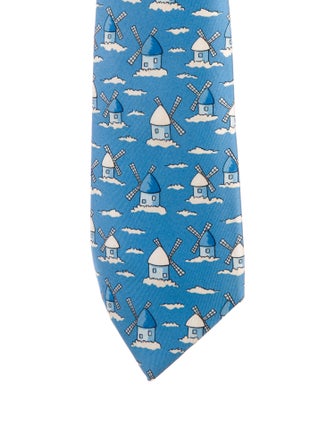 Hermès Pattern Print Silk Tie