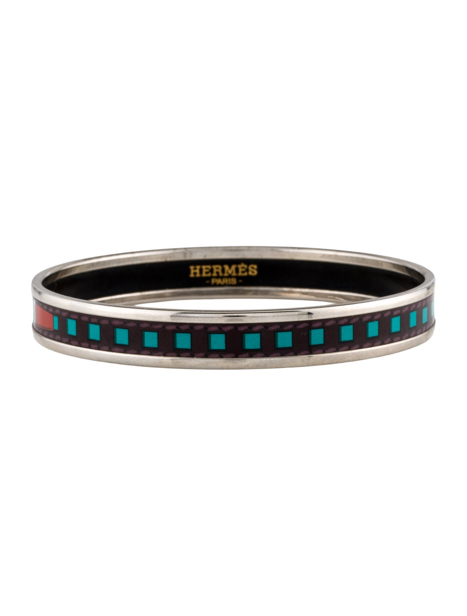 Hermès Enamel Narrow Bangle Bracelet