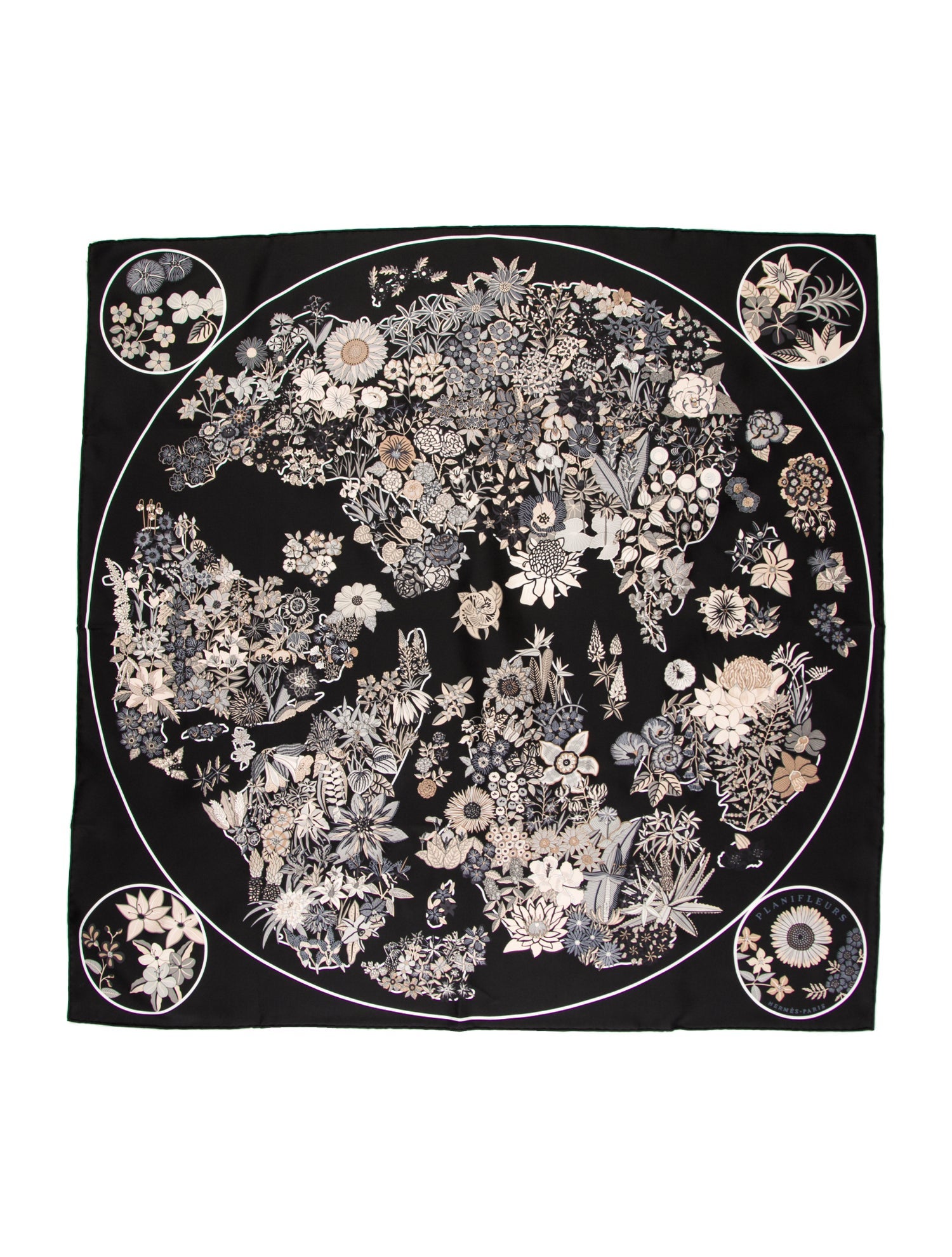 Hermès Planifleurs Silk Scarf