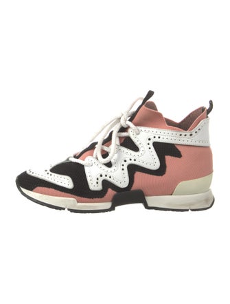 Hermès Colorblock Pattern Eyelet Trim Sneakers