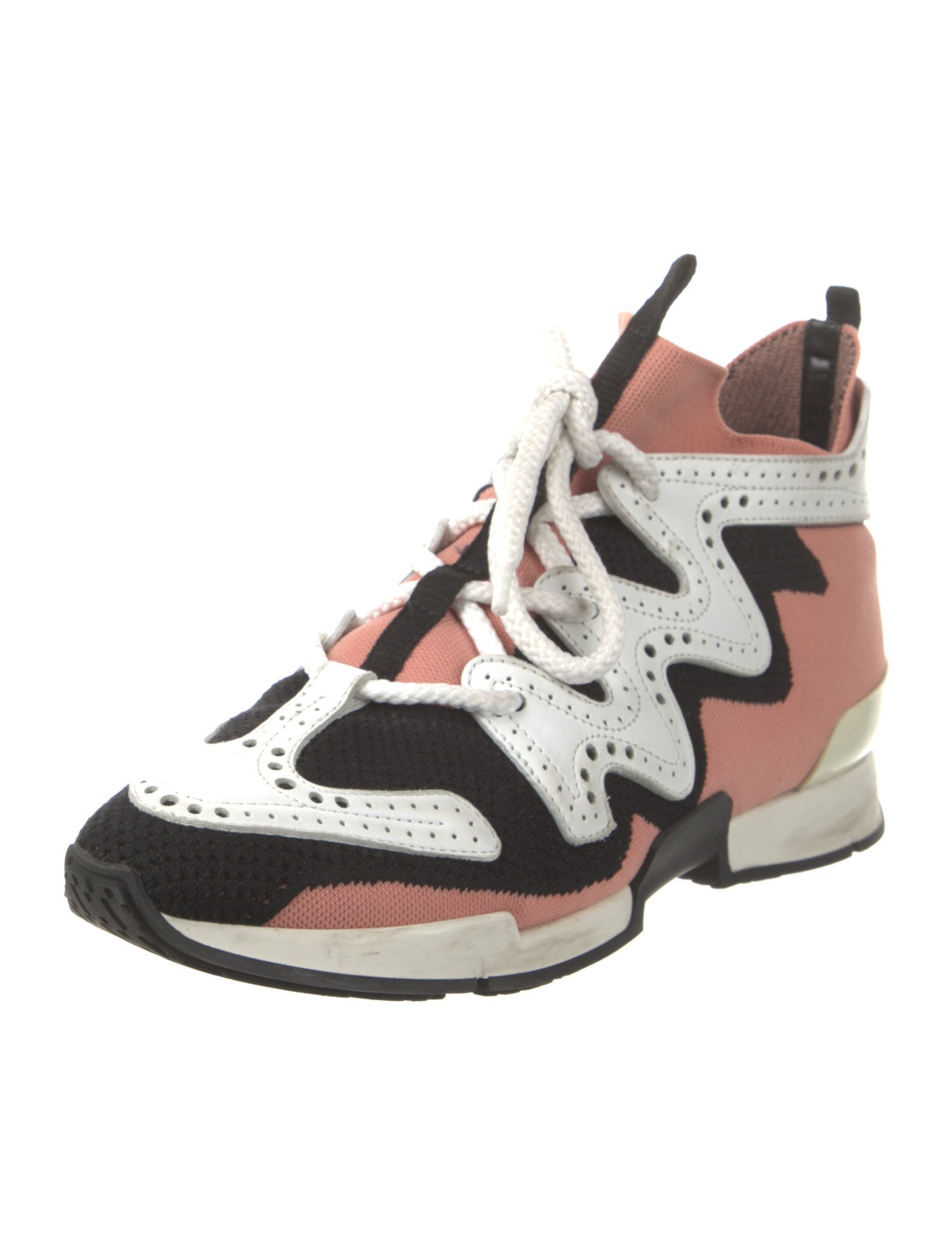 Hermès Colorblock Pattern Eyelet Trim Sneakers